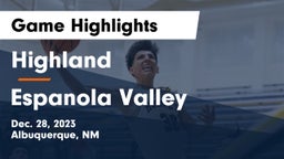 Highland   vs Espanola Valley  Game Highlights - Dec. 28, 2023
