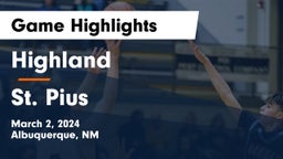Highland   vs St. Pius  Game Highlights - March 2, 2024