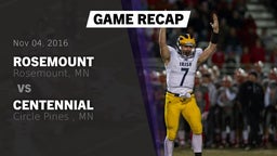 Recap: Rosemount  vs. Centennial  2016