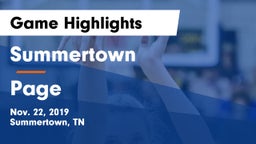 Summertown  vs Page  Game Highlights - Nov. 22, 2019