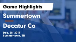 Summertown  vs Decatur Co Game Highlights - Dec. 28, 2019