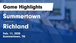 Summertown  vs Richland  Game Highlights - Feb. 11, 2020