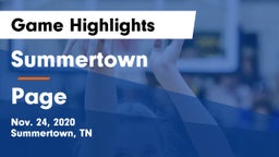 Summertown  vs Page  Game Highlights - Nov. 24, 2020