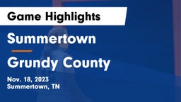 Summertown  vs Grundy County  Game Highlights - Nov. 18, 2023