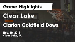 Clear Lake  vs Clarion Goldfield Dows  Game Highlights - Nov. 30, 2018
