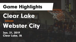 Clear Lake  vs Webster City  Game Highlights - Jan. 21, 2019