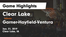 Clear Lake  vs Garner-Hayfield-Ventura  Game Highlights - Jan. 31, 2019