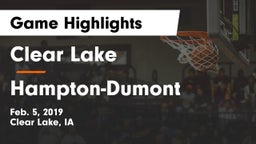 Clear Lake  vs Hampton-Dumont  Game Highlights - Feb. 5, 2019