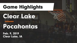 Clear Lake  vs Pocahontas  Game Highlights - Feb. 9, 2019