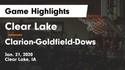 Clear Lake  vs Clarion-Goldfield-Dows Game Highlights - Jan. 21, 2020