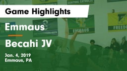 Emmaus  vs Becahi JV Game Highlights - Jan. 4, 2019