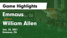 Emmaus  vs William Allen  Game Highlights - Jan. 23, 2021