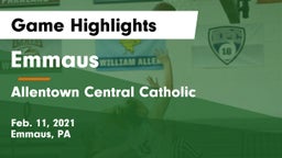 Emmaus  vs Allentown Central Catholic  Game Highlights - Feb. 11, 2021