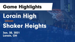 Lorain High vs Shaker Heights  Game Highlights - Jan. 30, 2021