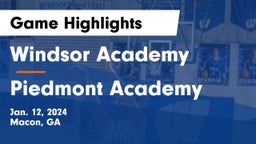 Windsor Academy  vs Piedmont Academy Game Highlights - Jan. 12, 2024