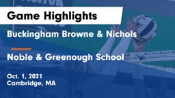 Buckingham Browne & Nichols  vs Noble & Greenough School Game Highlights - Oct. 1, 2021