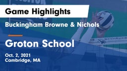 Buckingham Browne & Nichols  vs Groton School  Game Highlights - Oct. 2, 2021