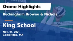 Buckingham Browne & Nichols  vs King School Game Highlights - Nov. 21, 2021