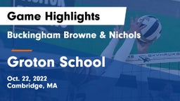 Buckingham Browne & Nichols  vs Groton School  Game Highlights - Oct. 22, 2022