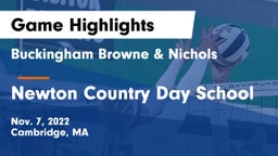 Buckingham Browne & Nichols  vs Newton Country Day School Game Highlights - Nov. 7, 2022