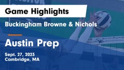 Buckingham Browne & Nichols  vs Austin Prep Game Highlights - Sept. 27, 2023