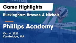 Buckingham Browne & Nichols  vs Phillips Academy Game Highlights - Oct. 4, 2023
