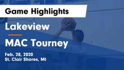 Lakeview  vs MAC Tourney Game Highlights - Feb. 28, 2020