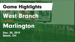 West Branch  vs Marlington  Game Highlights - Dec. 20, 2019
