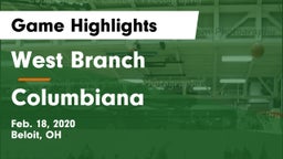 West Branch  vs Columbiana Game Highlights - Feb. 18, 2020