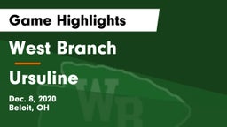 West Branch  vs Ursuline  Game Highlights - Dec. 8, 2020