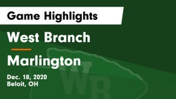 West Branch  vs Marlington  Game Highlights - Dec. 18, 2020