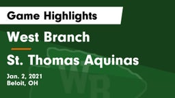 West Branch  vs St. Thomas Aquinas  Game Highlights - Jan. 2, 2021