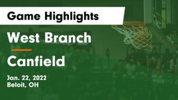 West Branch  vs Canfield Game Highlights - Jan. 22, 2022