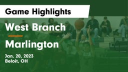 West Branch  vs Marlington  Game Highlights - Jan. 20, 2023