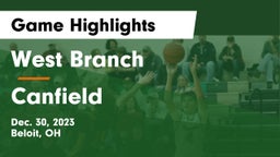 West Branch  vs Canfield  Game Highlights - Dec. 30, 2023