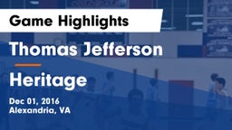 Thomas Jefferson  vs Heritage  Game Highlights - Dec 01, 2016