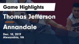 Thomas Jefferson  vs Annandale  Game Highlights - Dec. 10, 2019
