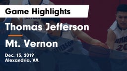 Thomas Jefferson  vs Mt. Vernon  Game Highlights - Dec. 13, 2019