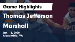 Thomas Jefferson  vs Marshall  Game Highlights - Jan. 13, 2020