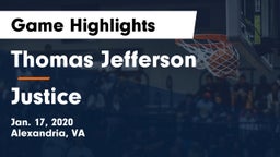 Thomas Jefferson  vs Justice  Game Highlights - Jan. 17, 2020