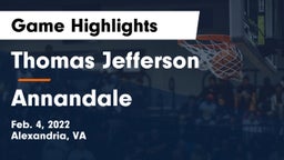 Thomas Jefferson  vs Annandale  Game Highlights - Feb. 4, 2022