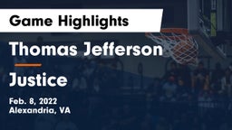 Thomas Jefferson  vs Justice  Game Highlights - Feb. 8, 2022