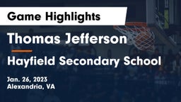 Thomas Jefferson  vs Hayfield Secondary School Game Highlights - Jan. 26, 2023