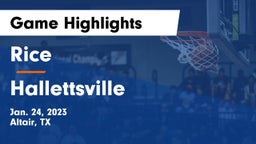 Rice  vs Hallettsville  Game Highlights - Jan. 24, 2023