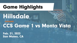 Hillsdale  vs CCS Game 1 vs Monta Vista Game Highlights - Feb. 21, 2023