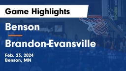 Benson  vs Brandon-Evansville  Game Highlights - Feb. 23, 2024