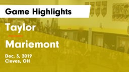 Taylor  vs Mariemont  Game Highlights - Dec. 3, 2019