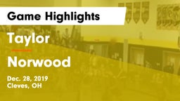 Taylor  vs Norwood  Game Highlights - Dec. 28, 2019