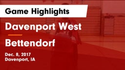 Davenport West  vs Bettendorf  Game Highlights - Dec. 8, 2017