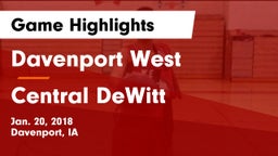 Davenport West  vs Central DeWitt Game Highlights - Jan. 20, 2018